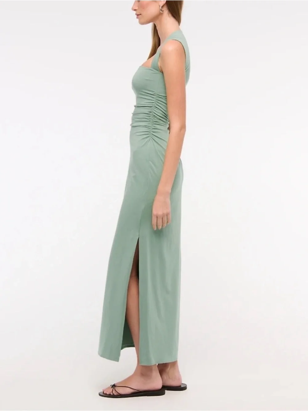 NWT Abercrombie & Fitch Ava Knit Maxi Dress Sage Green | Side Slit | Medium